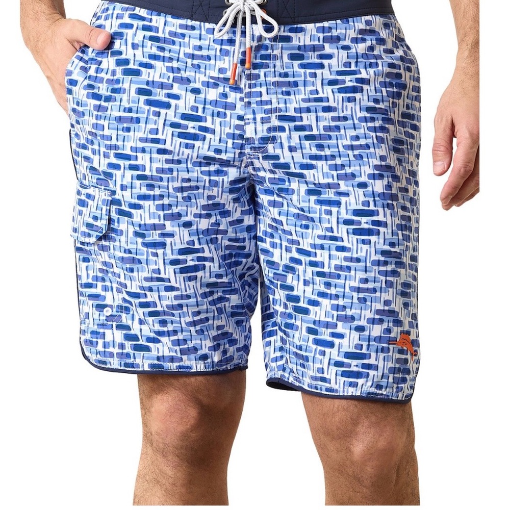 Tommy Bahama Blue and White Patterned Board Shorts